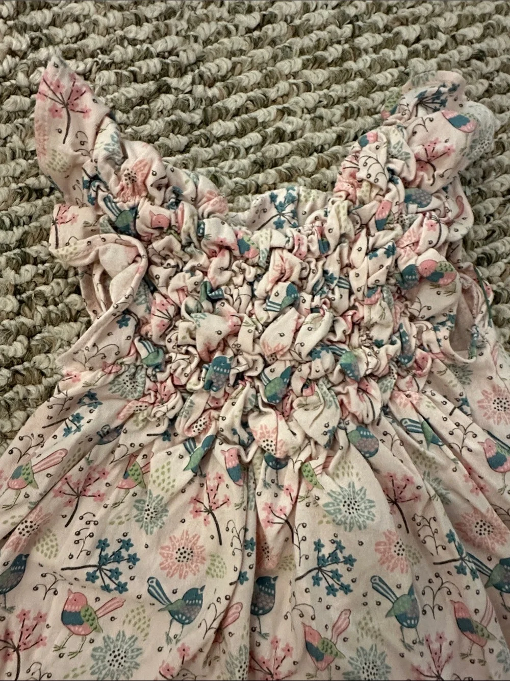 Smocked Pink Bird & Floral Sundress for Girls